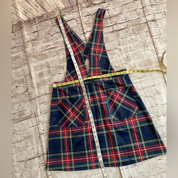 NWT Allegra K plaid Contrast, color, pinafore suspender Mini skirt size L. - Picture 9 of 12